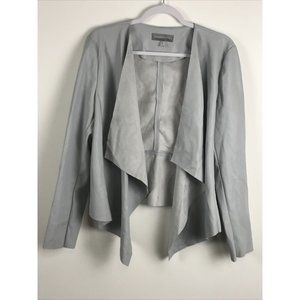 Bagatelle Light Blue Gray Faux Leather Jacket w/ raw hem Size Large